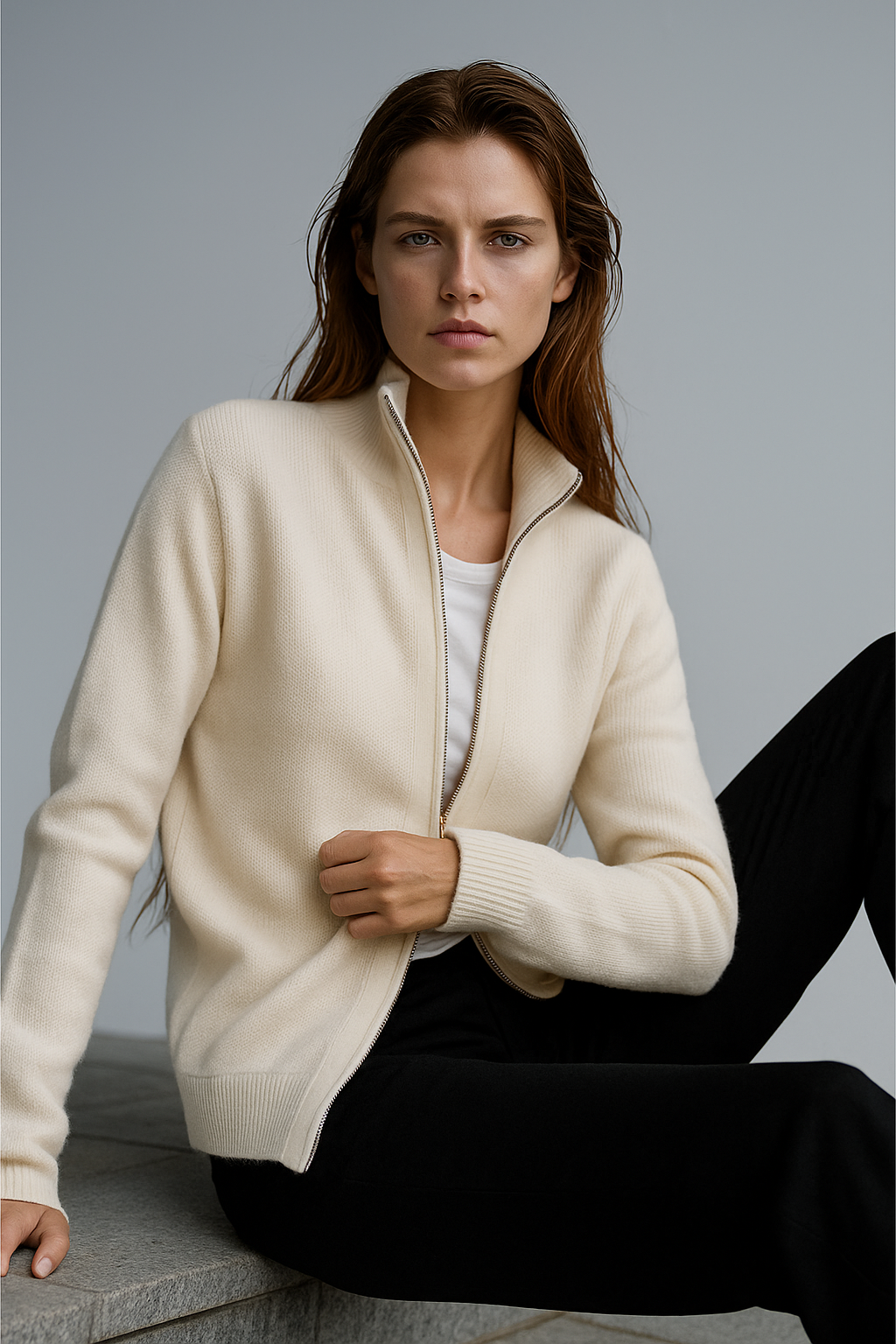 Jean | Wool Zip-Up Cardigan for Women