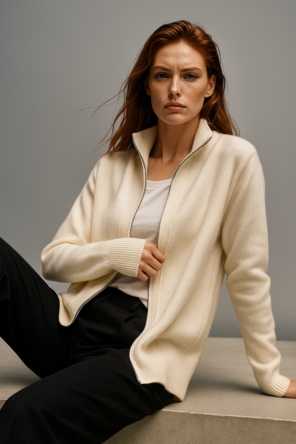 Jean | Wool Zip-Up Cardigan for Women