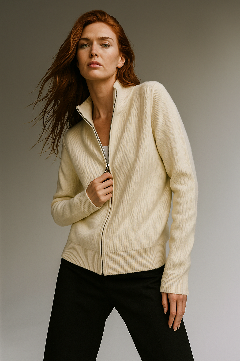 Jean | Wool Zip-Up Cardigan for Women