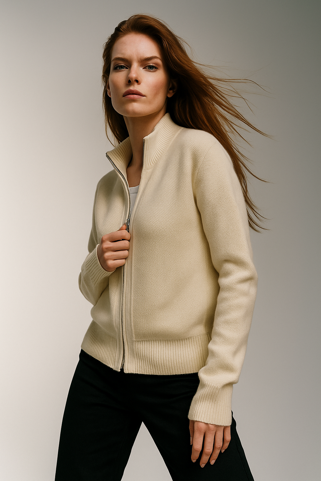 Jean | Wool Zip-Up Cardigan for Women