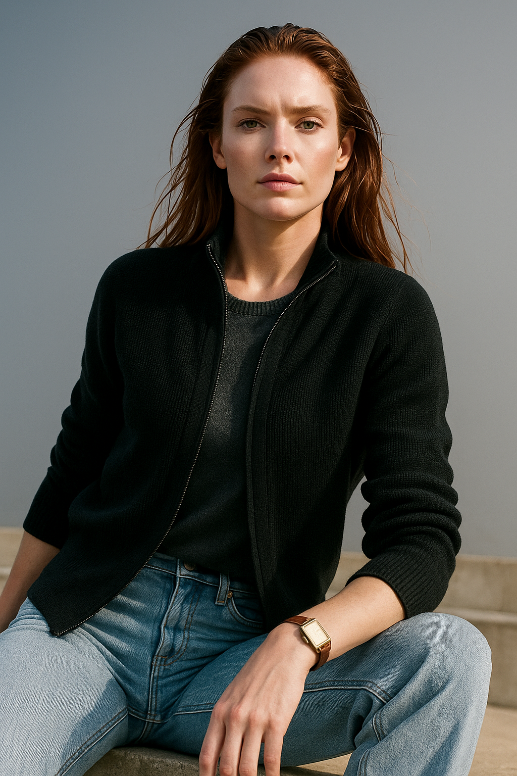 Jean | Wool Zip-Up Cardigan for Women