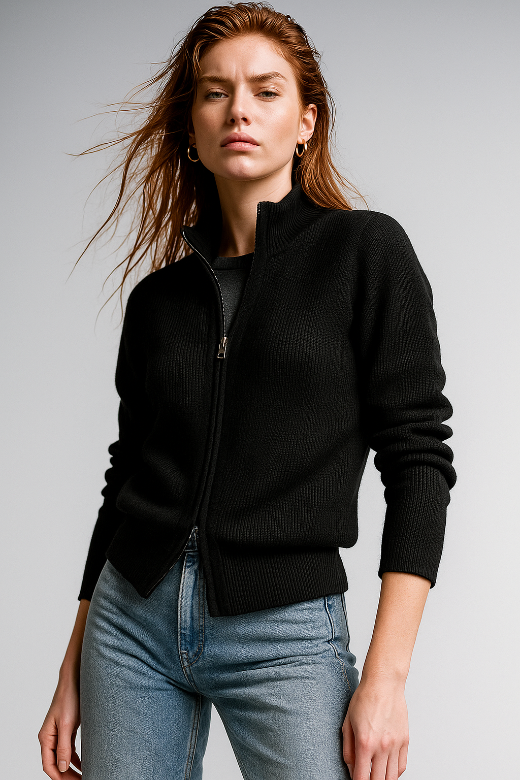 Jean | Wool Zip-Up Cardigan for Women