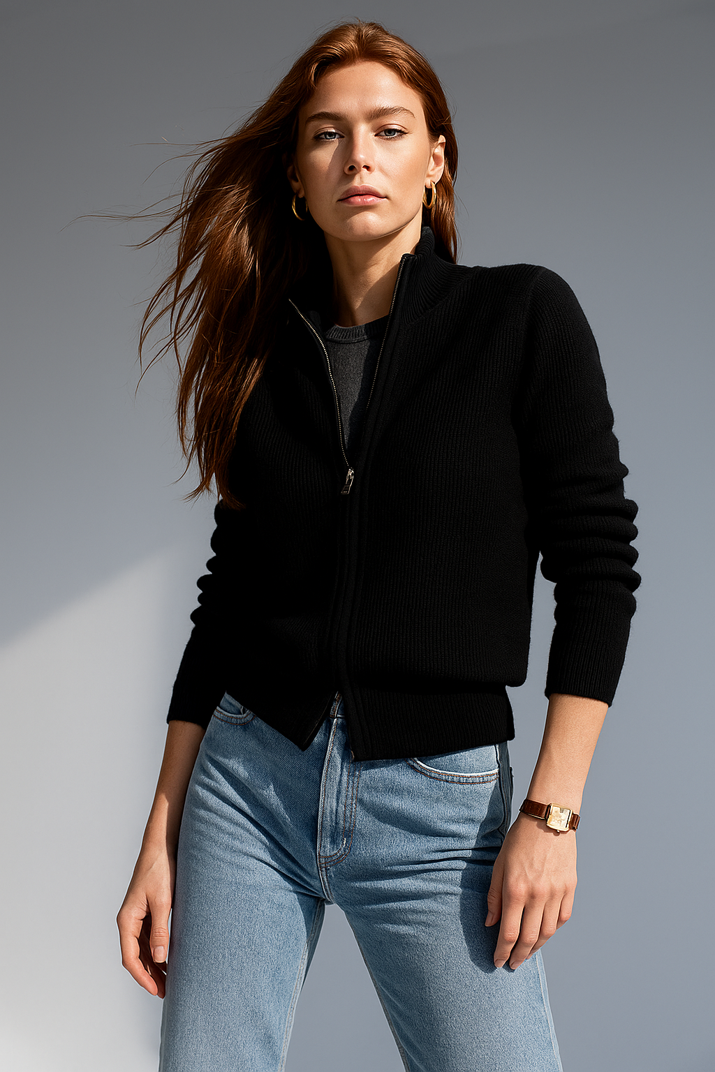 Jean | Wool Zip-Up Cardigan for Women