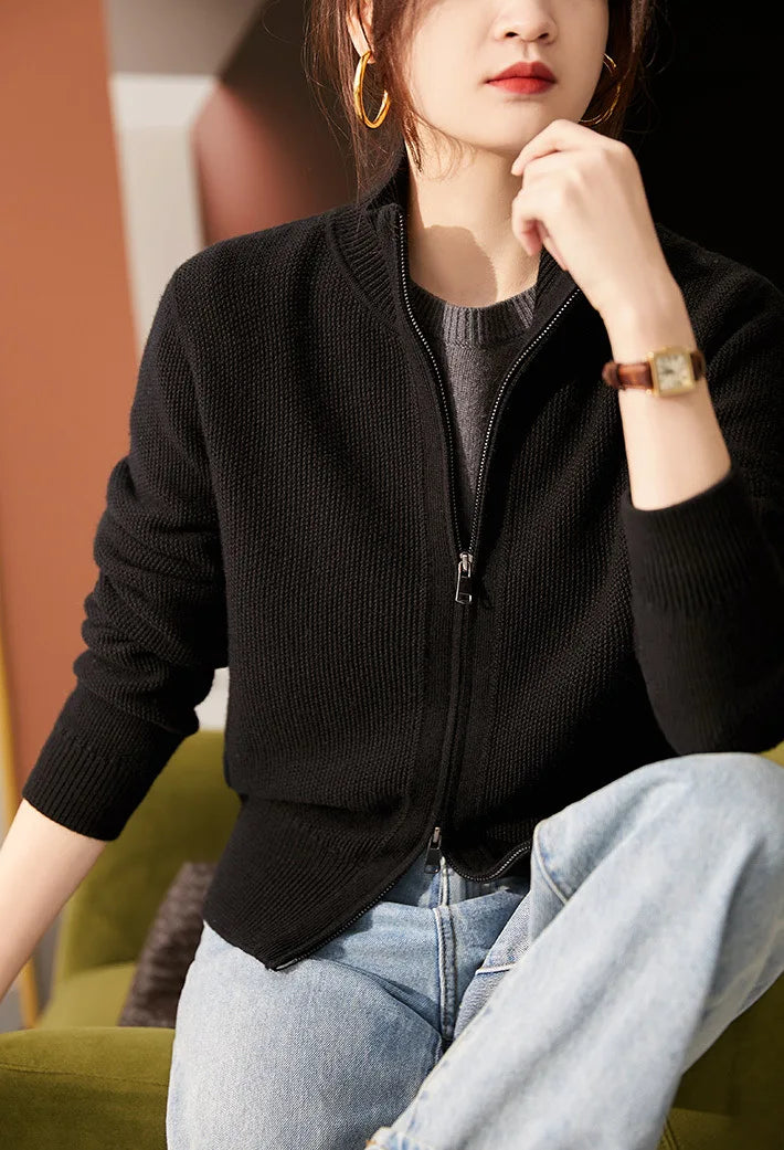Jean | Wool Zip-Up Cardigan for Women