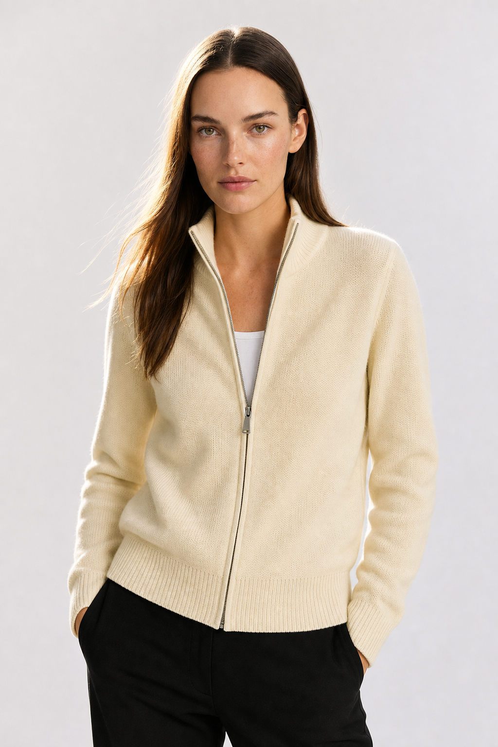 Jean | Wool Zip-Up Cardigan for Women