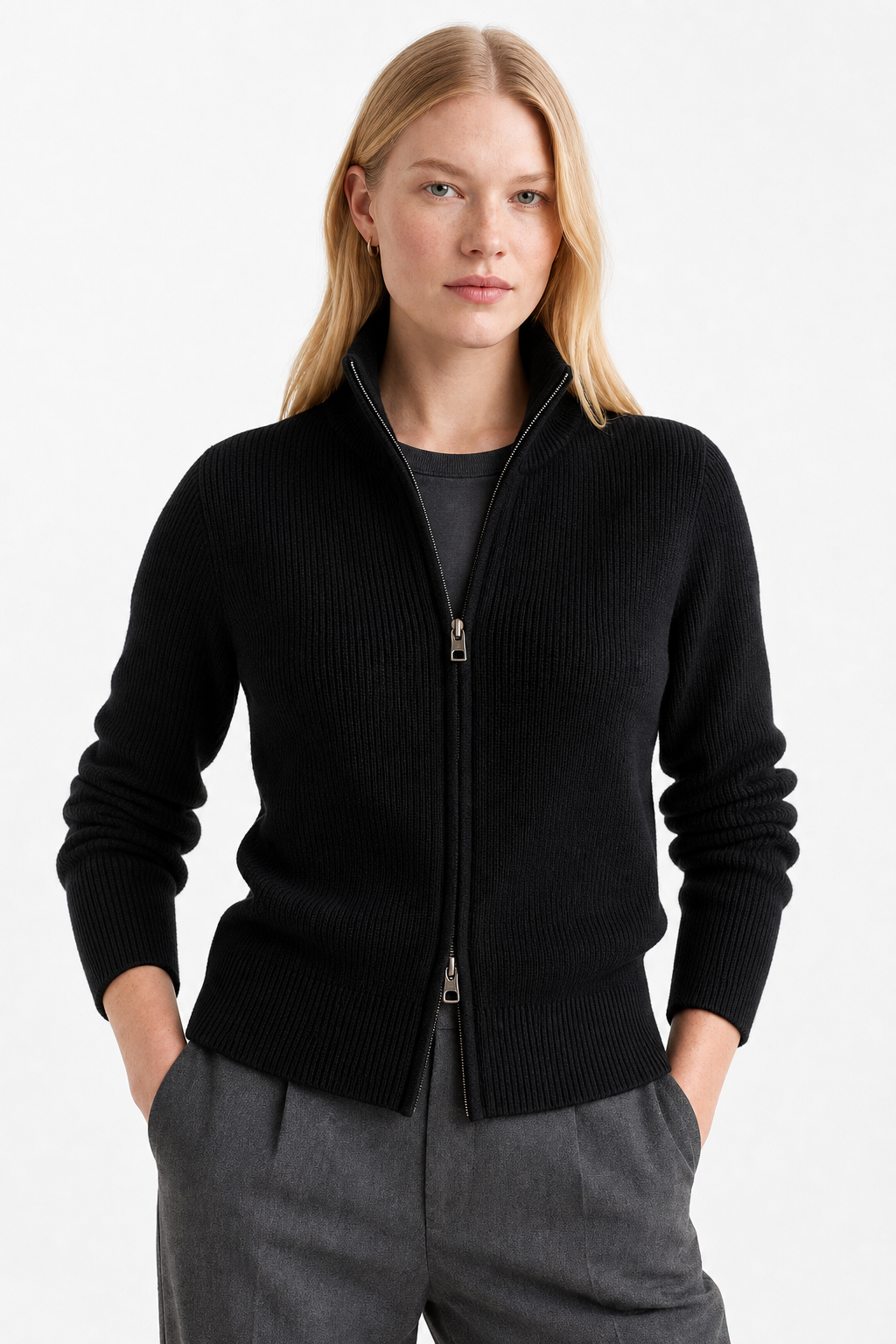 Jean | Wool Zip-Up Cardigan for Women